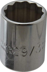 Proto - 29/32", 1/2" Drive, Standard Hand Socket - 12 Points, 1-9/16" OAL, Chrome Finish - Eagle Tool & Supply