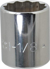 Proto - 1-1/8", 1/2" Drive, Standard Hand Socket - 12 Points, 1-3/4" OAL, Chrome Finish - Eagle Tool & Supply