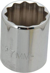 Proto - 1/2" Drive, Standard Hand Socket - 12 Points, 1-17/32" OAL, Chrome Finish - Eagle Tool & Supply