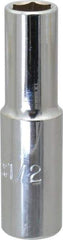 Proto - 1/2", 1/2" Drive, Deep Hand Socket - 6 Points, 3-1/4" OAL, Chrome Finish - Eagle Tool & Supply