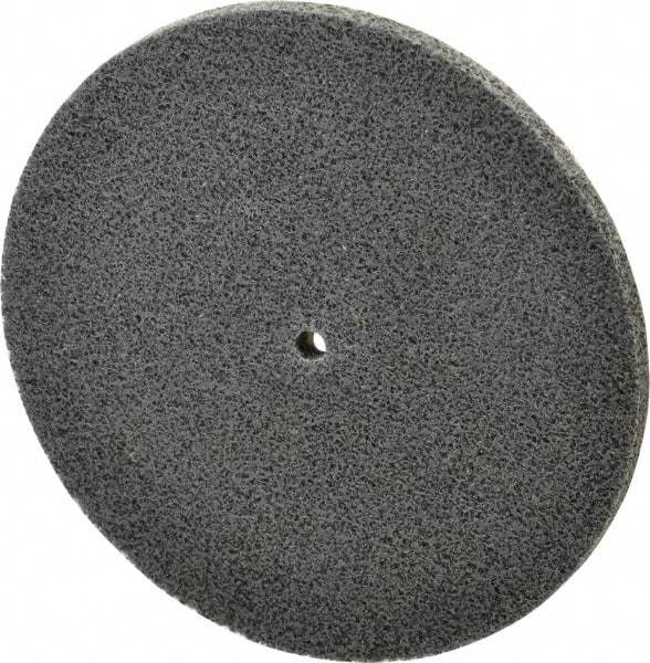 3M - 5" Diam, 1/4" Face Width, 1/4" Center Hole, Fine Grade, Silicon Carbide Deburring Wheel - Unitized, Soft Density 3 Grade, 6,000 RPM - Eagle Tool & Supply