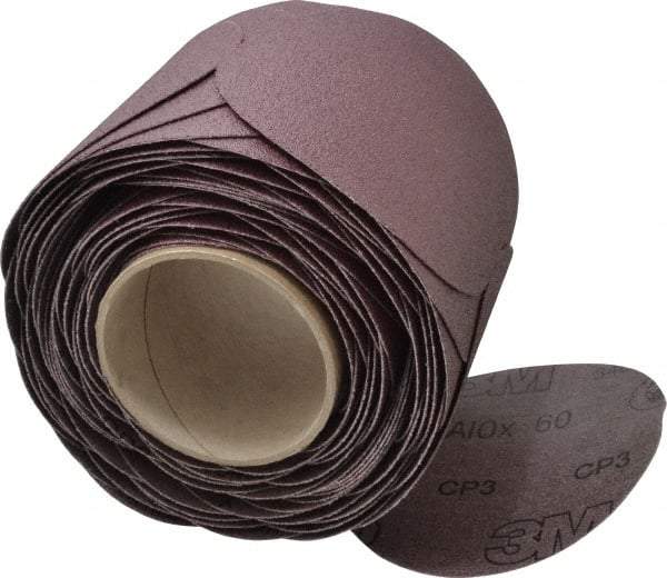 3M - 5" Diam, 60 Grit Aluminum Oxide Adhesive PSA Disc - Medium Grade, Brown, X Weighted Backing, Flexible, Use with Random Orbital Sanders - Eagle Tool & Supply