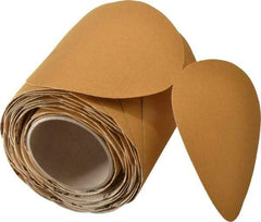3M - 6" Diam, 120 Grit Aluminum Oxide Adhesive PSA Disc - Fine Grade, Gold, F Weighted Backing, Flexible, Use with Random Orbital Sanders - Eagle Tool & Supply