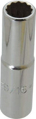 Proto - 9/16", 1/2" Drive, Deep Hand Socket - 12 Points, 3-1/4" OAL, Chrome Finish - Eagle Tool & Supply