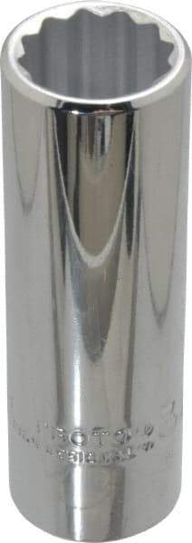 Proto - 3/4", 1/2" Drive, Deep Hand Socket - 12 Points, 3-1/4" OAL, Chrome Finish - Eagle Tool & Supply