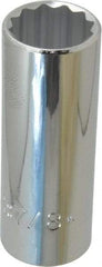 Proto - 7/8", 1/2" Drive, Deep Hand Socket - 12 Points, 3-1/4" OAL, Chrome Finish - Eagle Tool & Supply