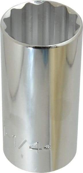 Proto - 1-1/4", 1/2" Drive, Deep Hand Socket - 12 Points, 3-1/4" OAL, Chrome Finish - Eagle Tool & Supply