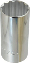 Proto - 1-1/4", 1/2" Drive, Deep Hand Socket - 12 Points, 3-1/4" OAL, Chrome Finish - Eagle Tool & Supply