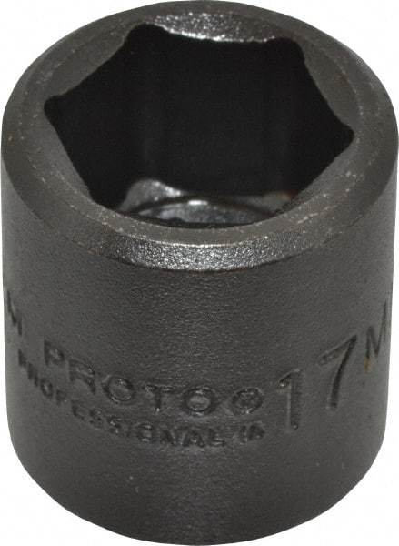 Proto - 3/8" Drive 17mm Standard Impact Socket - 6 Points, 1-3/32" OAL - Eagle Tool & Supply