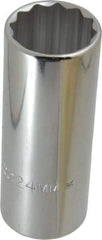 Proto - 1/2" Drive, Deep Hand Socket - 12 Points, 3-1/4" OAL, Chrome Finish - Eagle Tool & Supply