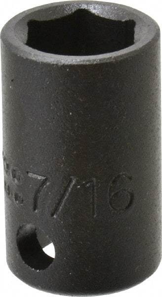 Proto - 3/8" Drive 7/16" Standard Impact Socket - 6 Points, 1-3/32" OAL - Eagle Tool & Supply