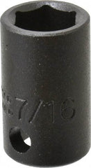 Proto - 3/8" Drive 7/16" Standard Impact Socket - 6 Points, 1-3/32" OAL - Eagle Tool & Supply