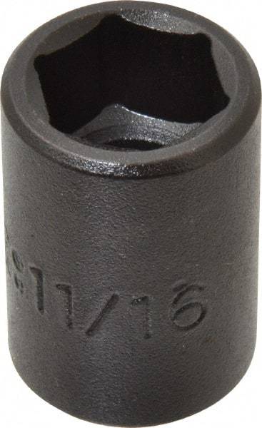 Proto - 1/2" Drive 11/16" Standard Impact Socket - 6 Points, 1-1/2" OAL - Eagle Tool & Supply