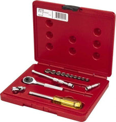 Proto - 15 Piece 1/4" Drive Socket Set - 6 Points, 3/16" to 9/16" Range, Inch Measurement Standard - Eagle Tool & Supply