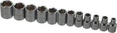 Proto - 12 Piece 1/4" Drive Socket Set - 6 Points, 4mm to 14mm Range, Metric Measurement Standard - Eagle Tool & Supply