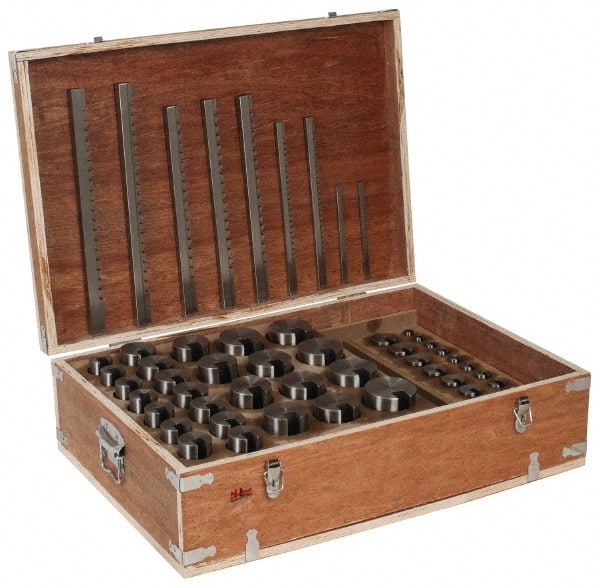 Value Collection - 75 Piece, 1/8 to 3/4" Keyway Width, Style B, C, D & E Keyway Broach Set - Eagle Tool & Supply