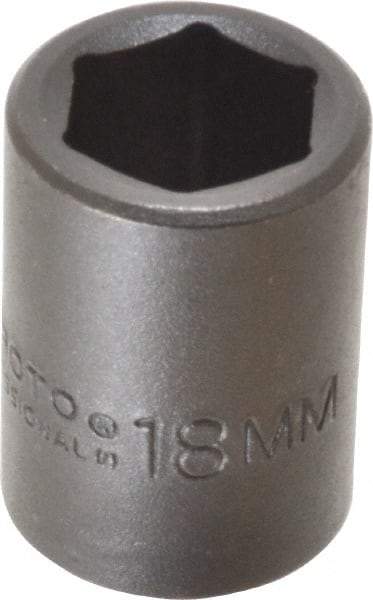 Proto - 1/2" Drive 18mm Standard Impact Socket - 6 Points, 1-1/2" OAL - Eagle Tool & Supply