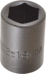 Proto - 1/2" Drive 18mm Standard Impact Socket - 6 Points, 1-1/2" OAL - Eagle Tool & Supply