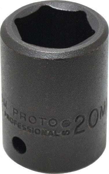 Proto - 1/2" Drive 20mm Standard Impact Socket - 6 Points, 1-39/64" OAL - Eagle Tool & Supply