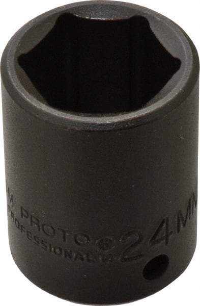 Proto - 1/2" Drive 24mm Standard Impact Socket - 6 Points, 1-39/64" OAL - Eagle Tool & Supply
