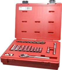 Proto - 22 Piece 3/8" Drive Socket Set - 6 Points, 3/8" to 7/8" Range, Inch Measurement Standard - Eagle Tool & Supply