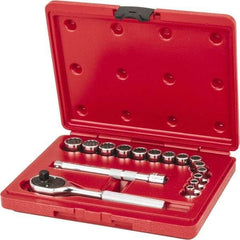 Proto - 16 Piece 3/8" Drive Socket Set - 12 Points, 6mm to 19mm Range, Metric Measurement Standard - Eagle Tool & Supply