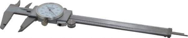 Fowler - 0" to 6" Range, 0.001" Graduation, 0.1" per Revolution, Dial Caliper - White Face, 1.54" Jaw Length - Eagle Tool & Supply