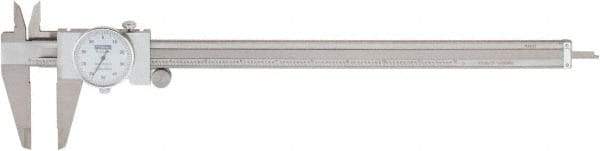 Fowler - 0" to 12" Range, 0.001" Graduation, 0.1" per Revolution, Dial Caliper - White Face, 2.35" Jaw Length - Eagle Tool & Supply