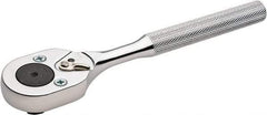 Proto - 3/8" Drive Pear Head Ratchet - Chrome Finish, 7" OAL, 24 Gear Teeth, Standard Knurled Handle, Reversible Head - Eagle Tool & Supply