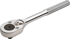 Proto - 1/2" Drive Pear Head Ratchet - Chrome Finish, 10" OAL, 24 Gear Teeth, Standard Knurled Handle, Standard Head - Eagle Tool & Supply