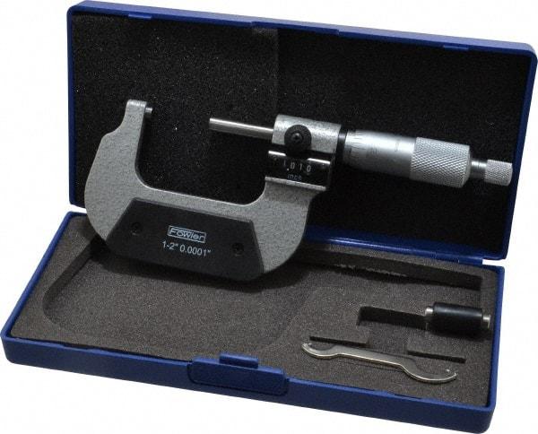 Fowler - 1 to 2" Range, 0.0001" Graduation, Mechanical Outside Micrometer - Ratchet Stop Thimble, Accurate to 0.00016", Digital Counter - Eagle Tool & Supply