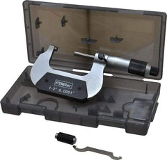 Fowler - 1 to 2" Range, 0.0001" Graduation, Mechanical Outside Micrometer - Ratchet-Friction Thimble, Accurate to 0.0001" - Eagle Tool & Supply