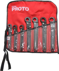 Proto - 7 Piece, 3/8" to 3/4", 12 Point Flare Nut Wrench Set - Inch Measurement Standard, Black Oxide Finish, Comes in Nylon Roll - Eagle Tool & Supply