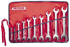 Proto - 10 Piece, 1/4" x 5/16" to 1-1/16" x 1-1/8", Open End Wrench Set - Inch Measurement Standard, Satin Finish, Comes in Nylon Roll - Eagle Tool & Supply