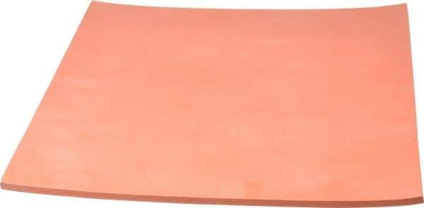 Made in USA - 12" Long, 12" Wide, 1/4" Thick, Silicone Rubber Foam Sheet - 45 to 55 Durometer, Orange-Red, -60 to 600°F, 650 psi Tensile Strength, Plain Backing, Stock Length - Eagle Tool & Supply
