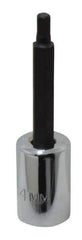 Proto - 3/8" Drive, 4mm Hex Bit Socket - 2-5/8" OAL, 1-5/8" Bit Length - Eagle Tool & Supply
