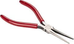 Proto - 6-5/32" OAL, 2-5/32" Jaw Length x 1/2" Jaw Width, Long Nose Needle Nose Pliers - Serrated Jaw, Long Extra Thin Head, Plastisol Handles - Eagle Tool & Supply