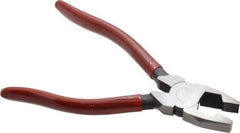 Proto - 6-3/16" OAL, 1-3/32" Jaw Length x 29/32" Jaw Width, Linesman's Pliers - Serrated Pipe Jaw, New England Style Head, Plastisol Handles - Eagle Tool & Supply