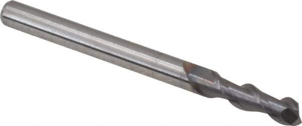Niagara Cutter - 1/8", 3/8" LOC, 1/8" Shank Diam, 1-1/2" OAL, 2 Flute, Solid Carbide Square End Mill - Single End, TiCN Finish, Spiral Flute, 45° Helix, Centercutting, Right Hand Cut, Right Hand Flute, Series A245 - Eagle Tool & Supply