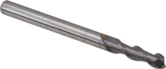 Niagara Cutter - 1/8", 3/8" LOC, 1/8" Shank Diam, 1-1/2" OAL, 2 Flute, Solid Carbide Square End Mill - Single End, TiCN Finish, Spiral Flute, 45° Helix, Centercutting, Right Hand Cut, Right Hand Flute, Series A245 - Eagle Tool & Supply
