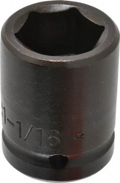 Proto - 3/4" Drive 1-1/16" Standard Impact Socket - 6 Points, 2-1/16" OAL - Eagle Tool & Supply