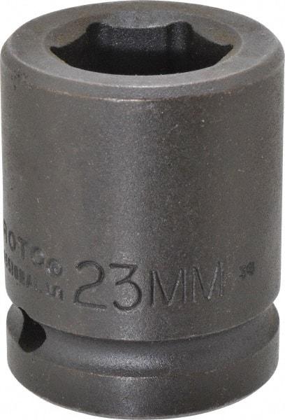 Proto - 3/4" Drive 23mm Standard Impact Socket - 6 Points, 2" OAL - Eagle Tool & Supply