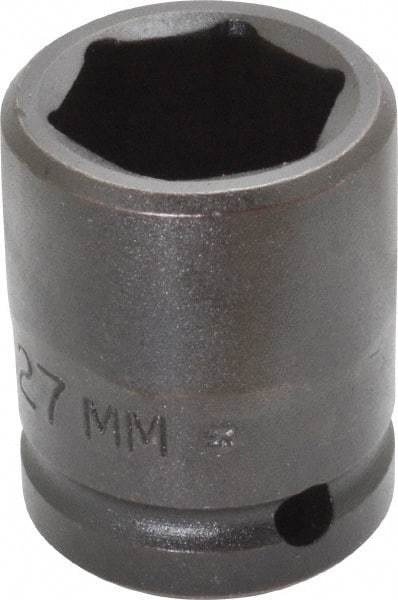 Proto - 3/4" Drive 27mm Standard Impact Socket - 6 Points, 2-3/64" OAL - Eagle Tool & Supply