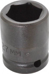 Proto - 3/4" Drive 27mm Standard Impact Socket - 6 Points, 2-3/64" OAL - Eagle Tool & Supply