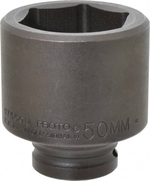 Proto - 3/4" Drive 50mm Standard Impact Socket - 6 Points, 3-7/64" OAL - Eagle Tool & Supply