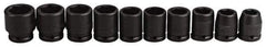 Proto - 10 Piece 3/4" Drive Impact Socket Set - 6 Points, 3/4" to 1-5/16" Range, Inch Measurement Standard - Eagle Tool & Supply