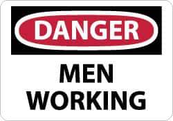 NMC - "Danger - Men Working", 10" Long x 14" Wide, Rigid Plastic Safety Sign - Rectangle, 0.05" Thick, Use for Accident Prevention - Eagle Tool & Supply