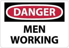 NMC - "Danger - Men Working", 10" Long x 14" Wide, Aluminum Safety Sign - Rectangle, 0.04" Thick, Use for Accident Prevention - Eagle Tool & Supply