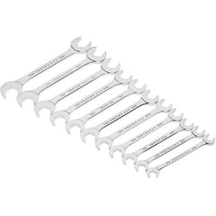 Proto - 11 Piece, 9mm to 19mm, Open End Wrench Set - Metric Measurement Standard, Full Polish Finish, Comes in Canvas Roll - Eagle Tool & Supply