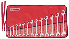 Proto - 14 Piece, 3/8" to 1-1/4", Open End Wrench Set - Inch Measurement Standard, Full Polish Finish, Comes in Nylon Roll - Eagle Tool & Supply